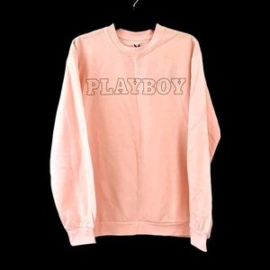 Pink Playboy graphic wording sweatshirt, NWT, Size L, pullover, long sleeves.